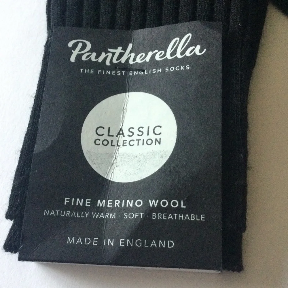 PANTHERELLA LABURNUM MENS FINE WOOL SOCKS IN BLACK SIZE LARGE NWT
